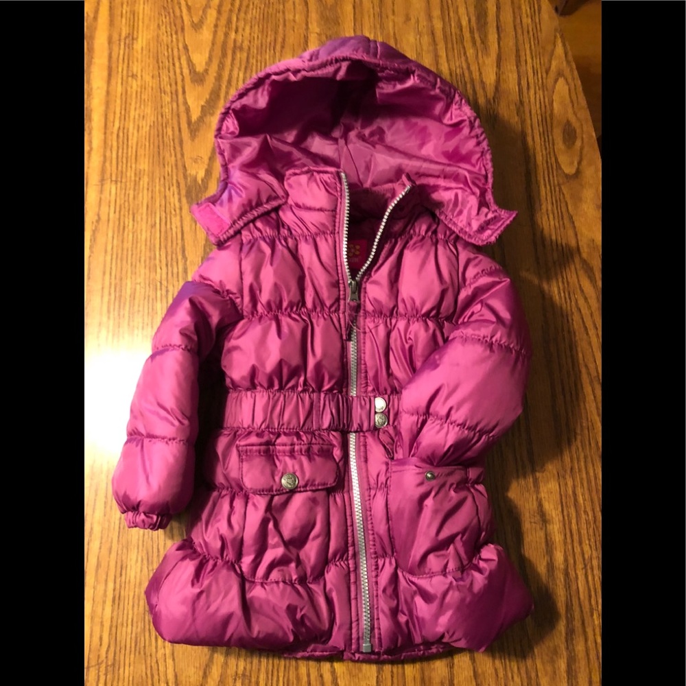Maroon Puffy Jacket with Belt and Hood Super Warm